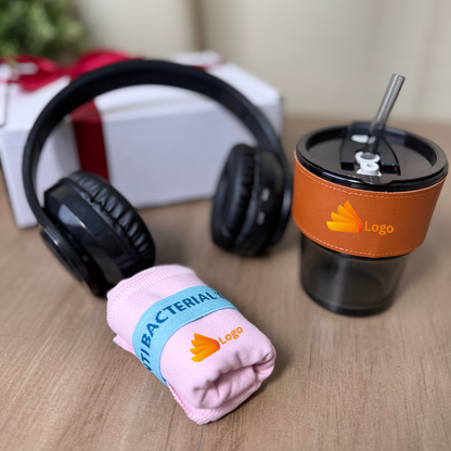 GS2026C01 Premium Corporate Gift Set with Glass , sport towel , wireless headset