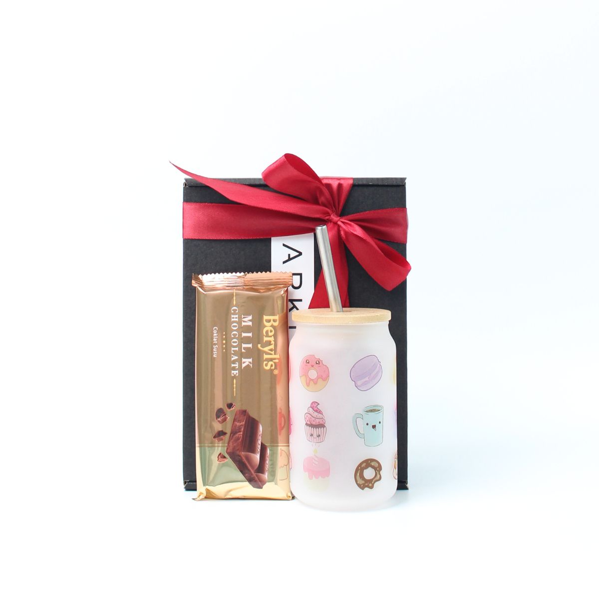 Personalised Gift Set Frosted Glass with Chocolate