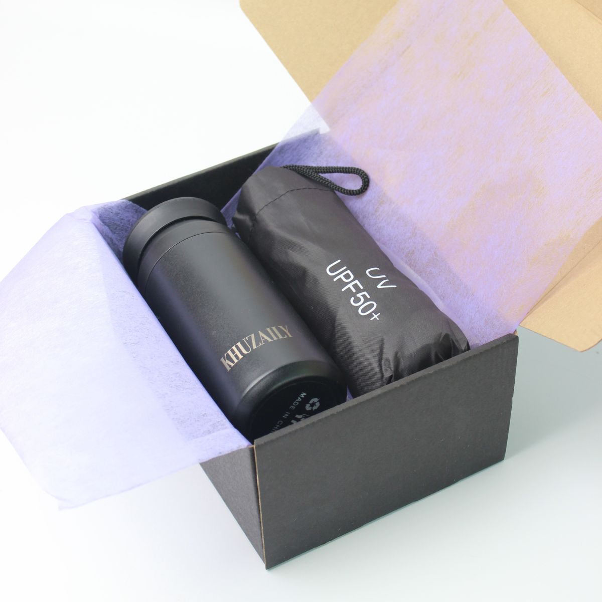 Personalised GIft Set Petite Coffee Tumbler with umbrella UV