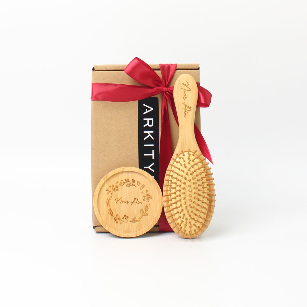 Personalised Gift Set - Wooden Hair comb with Coaster