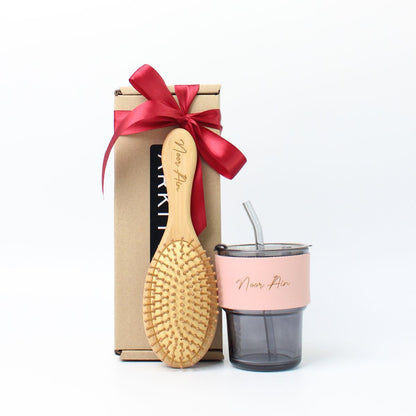 Personalised Gift Set - Wooden Hair comb and glass Jar