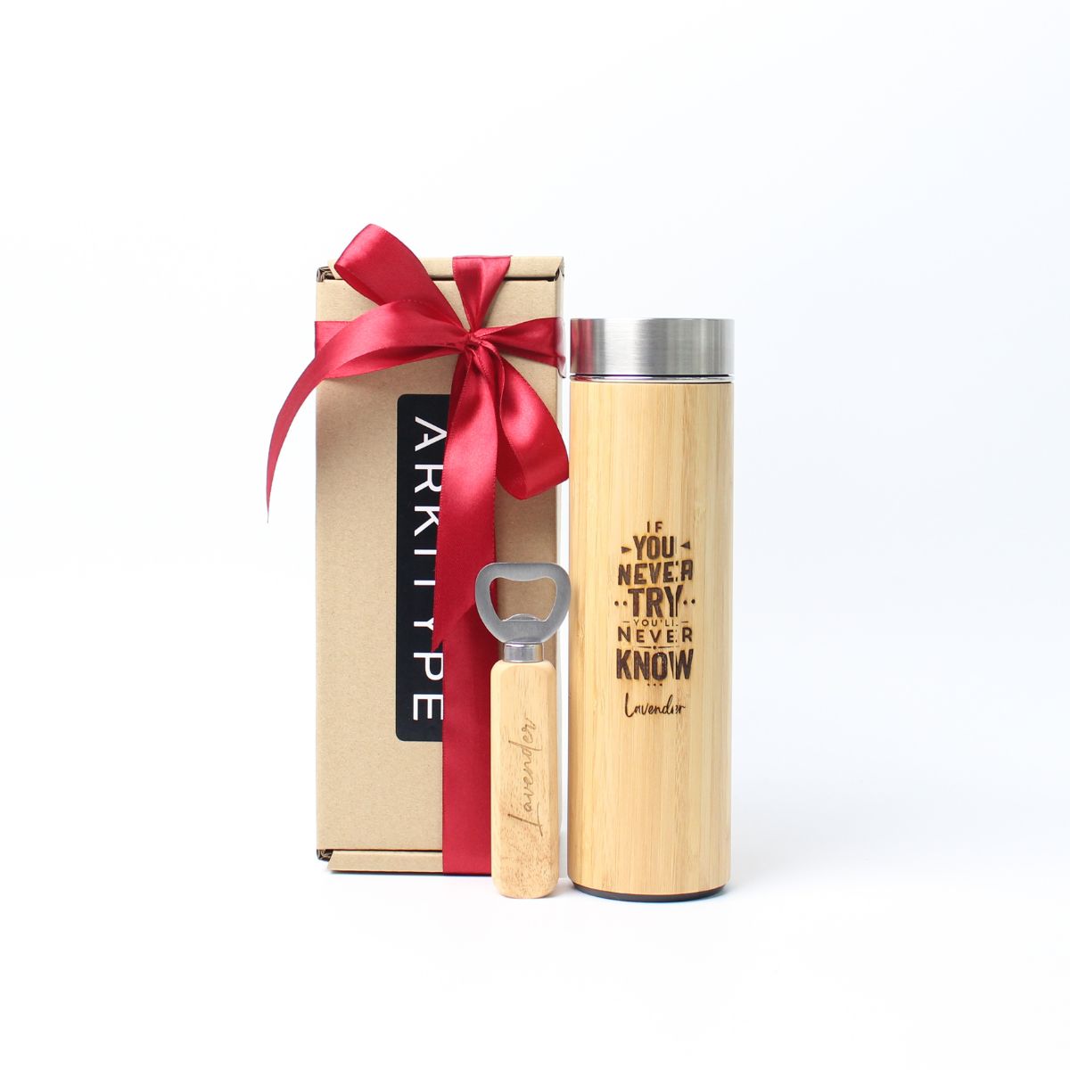 Set Gift Wooden Tumbler With Bottle Opener