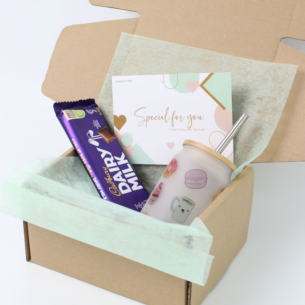 Personalised Gift Set Frosted Glass with Chocolate