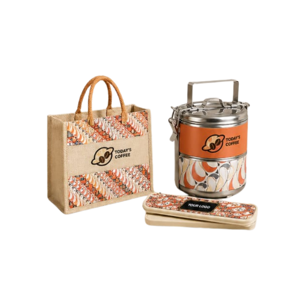 JPS 7893 Set Gift Jutebag | Tiffin | Cutlery Set