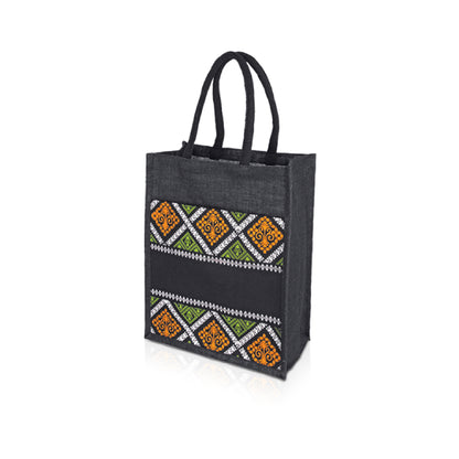 JUTE 279  Jute Bag with Canvas Compartment