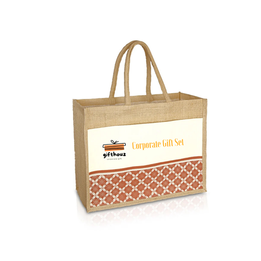 JUTE281 Jute Bag with Canvas Compartment