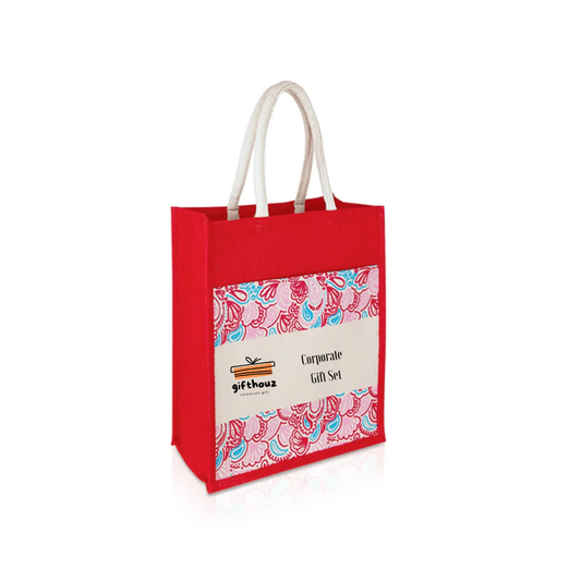 JUTE275 Jute Bag with Canvas Compartment
