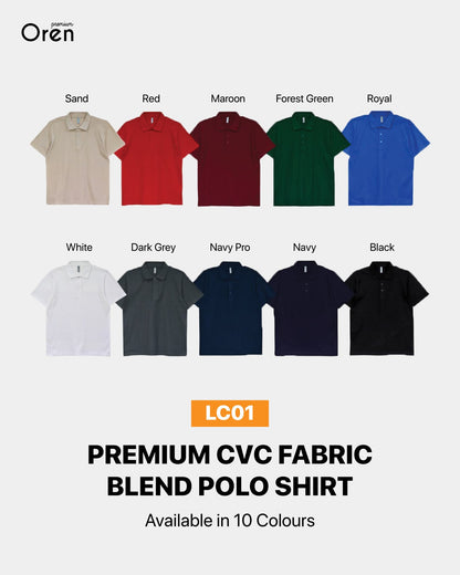 LC01 Tshirt Premium Polo Collar Unisex CVC Cotton