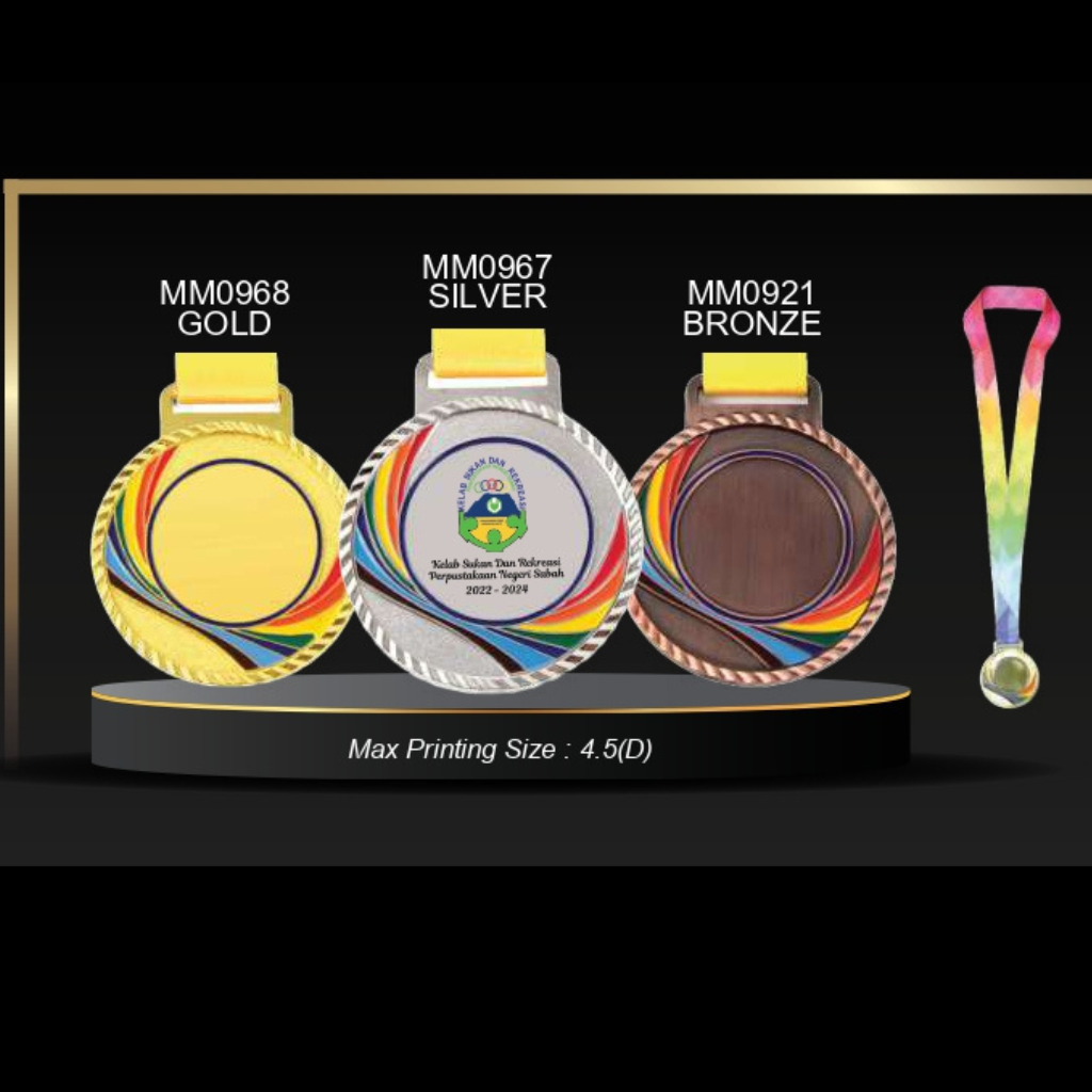 MM09 Medal Crystal Gold , Silver & Bronze