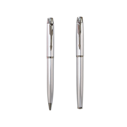 Two silver pens with metallic accents | Metal ball Pen | Employee appreciation | Corporate Event | Corporate Gift Set | VIP Client gifts | Company anniversary gift