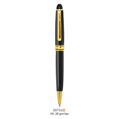 Metal Black pen with gold accents on a white background