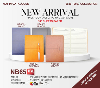 NB65 PU Leather Notebook with Mini Pen Organizer Holder