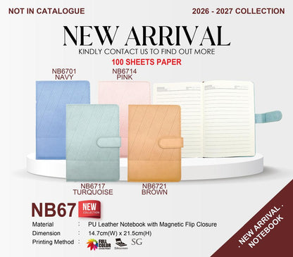 NB67 Notebook with PU leather with magnetic Flip Closure