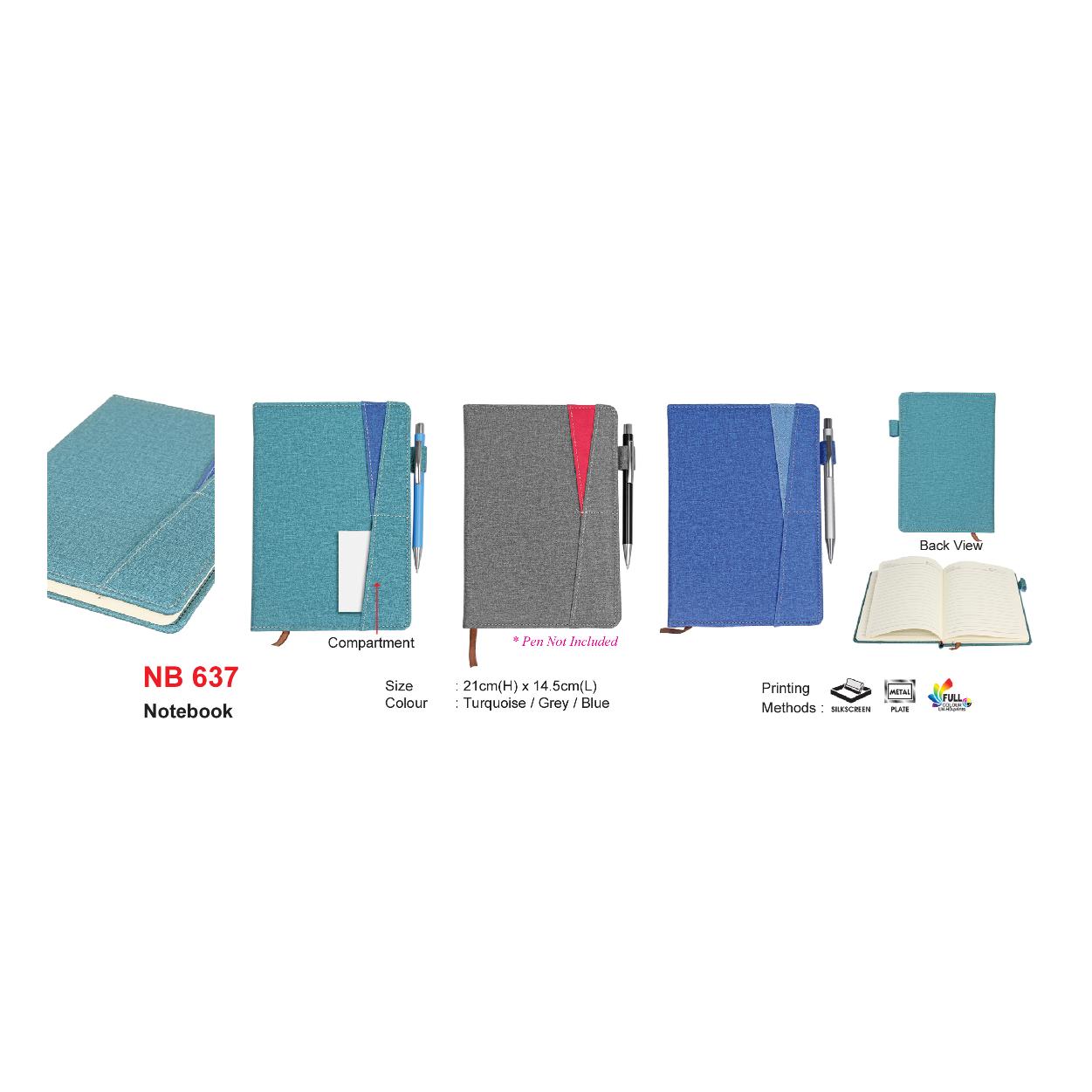 Multicolored notebooks with compartment feature on a white custom logo printing 