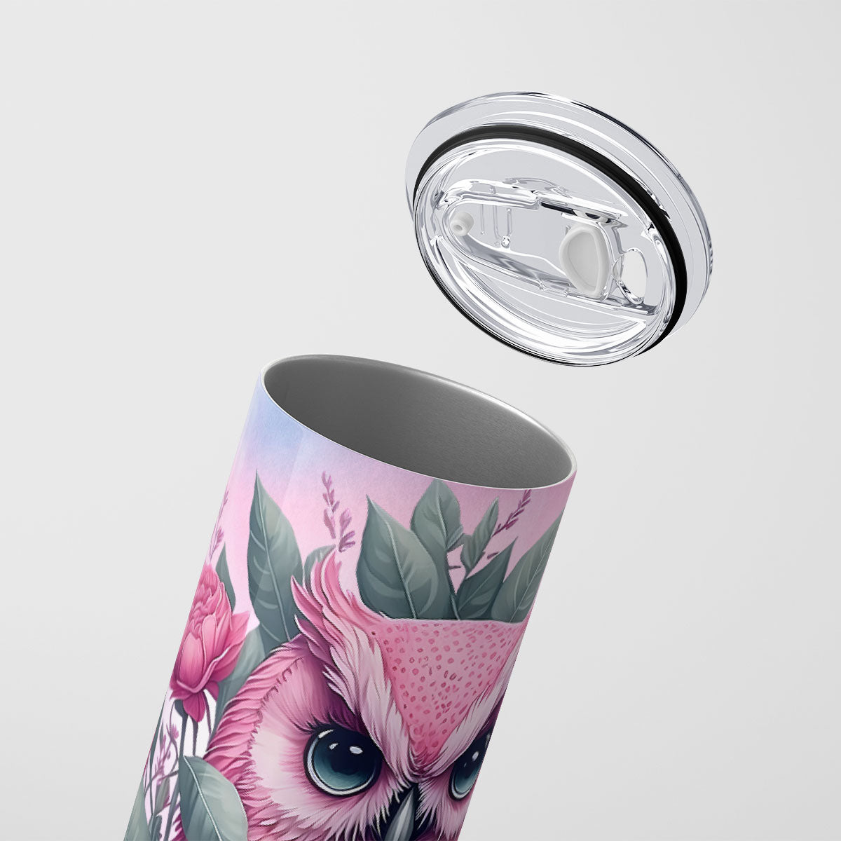 Personalised Tumbler Design Owl with Pink background RD6