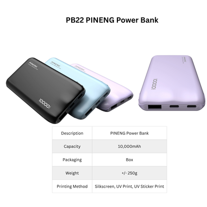 PINENG power bank with different color options on a white background