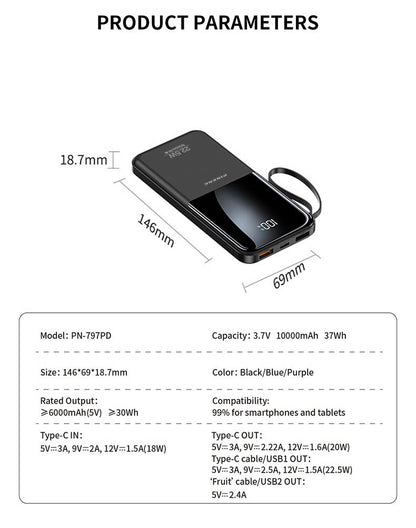 PINENG 22.5W Fast Charge Power Bank – 10000mAh (PN-797PD)