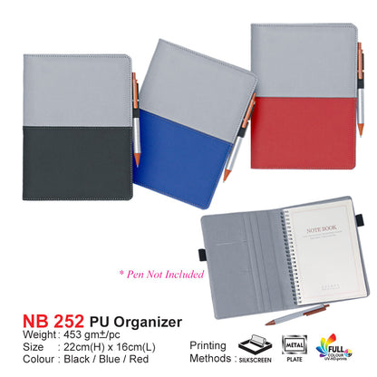 PU Organizer with different color options available for custom printing logo as staff appreciation 
