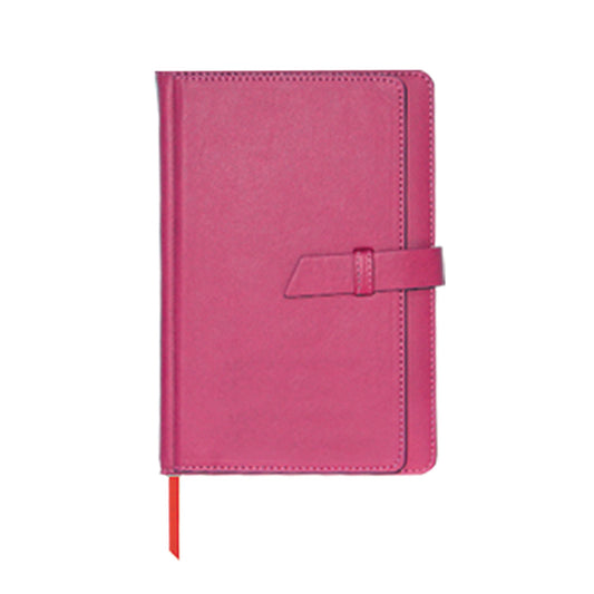 Pink notebook with a strap on a white background for corporate gift supplier
