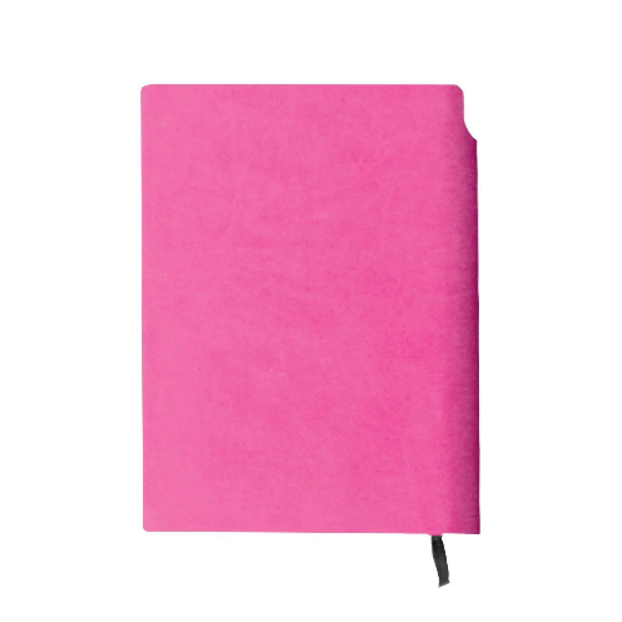 Pink notebook on a white background with custom printing logo 