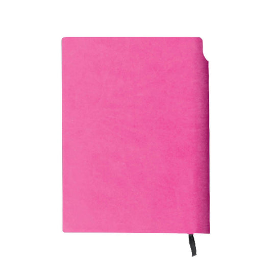 Pink notebook on a white background with custom printing logo 
