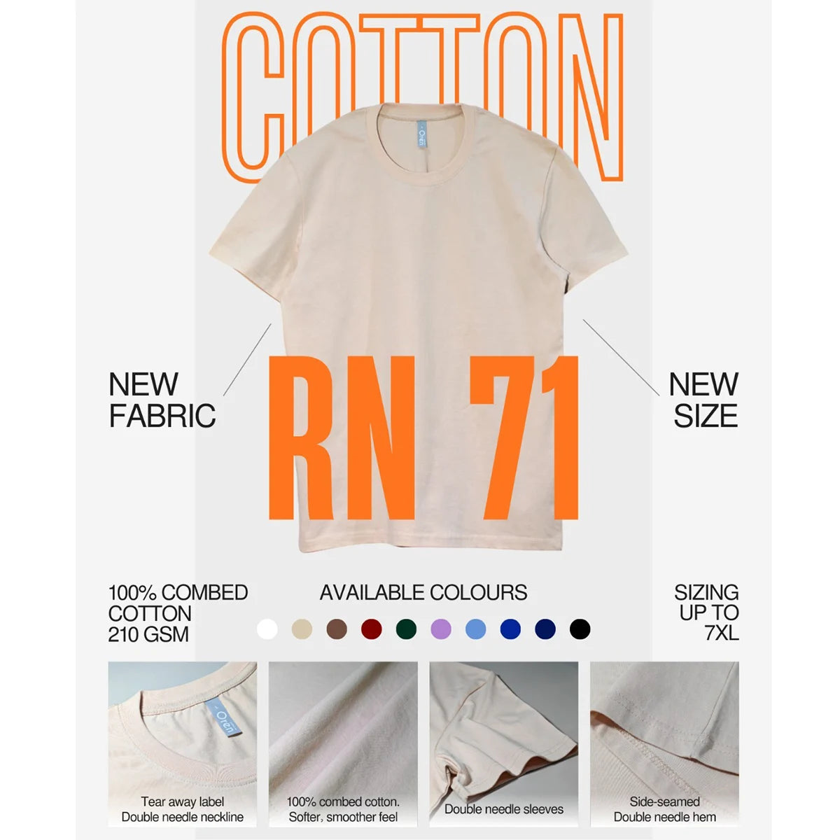 RN71 Combed Cotton Short Sleeve Basic Tee