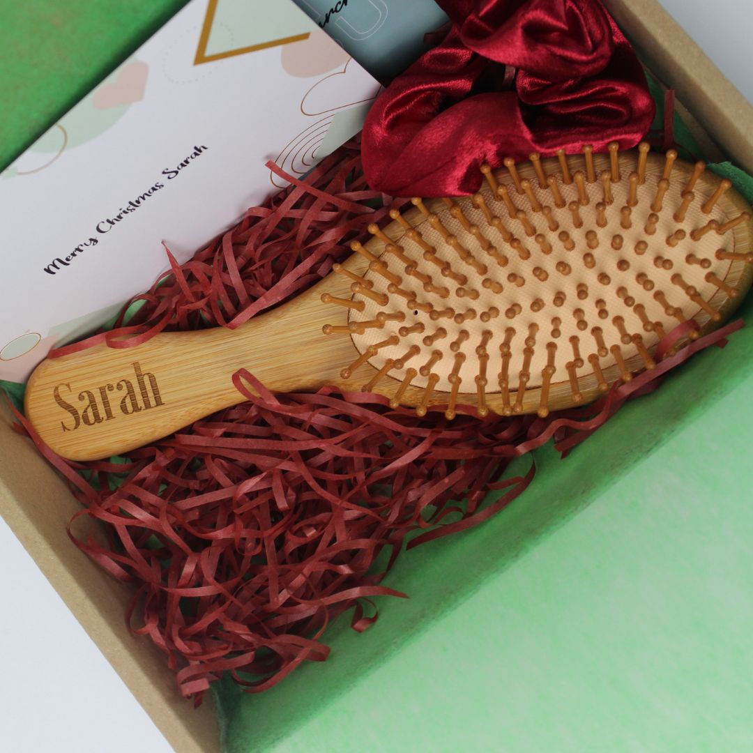 Personalised Gift Set - Wooden Hair comb with scrunchies