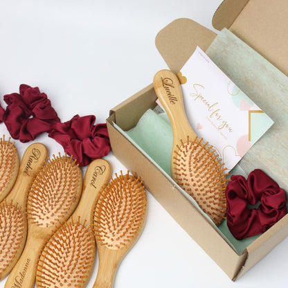 Personalised Gift Set - Wooden Hair comb with scrunchies