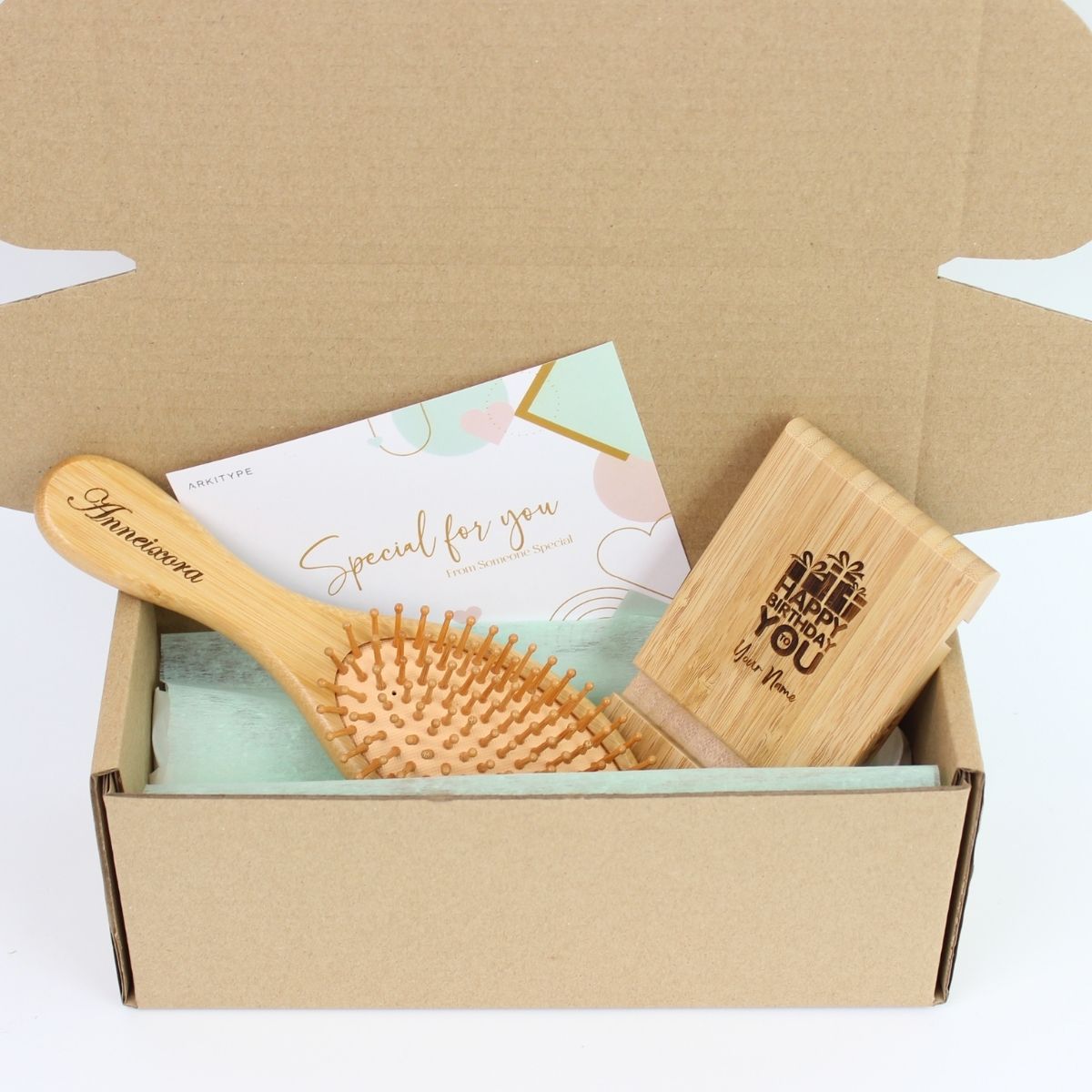 Personalised Gift Set - Wooden Hair comb with StandPhone