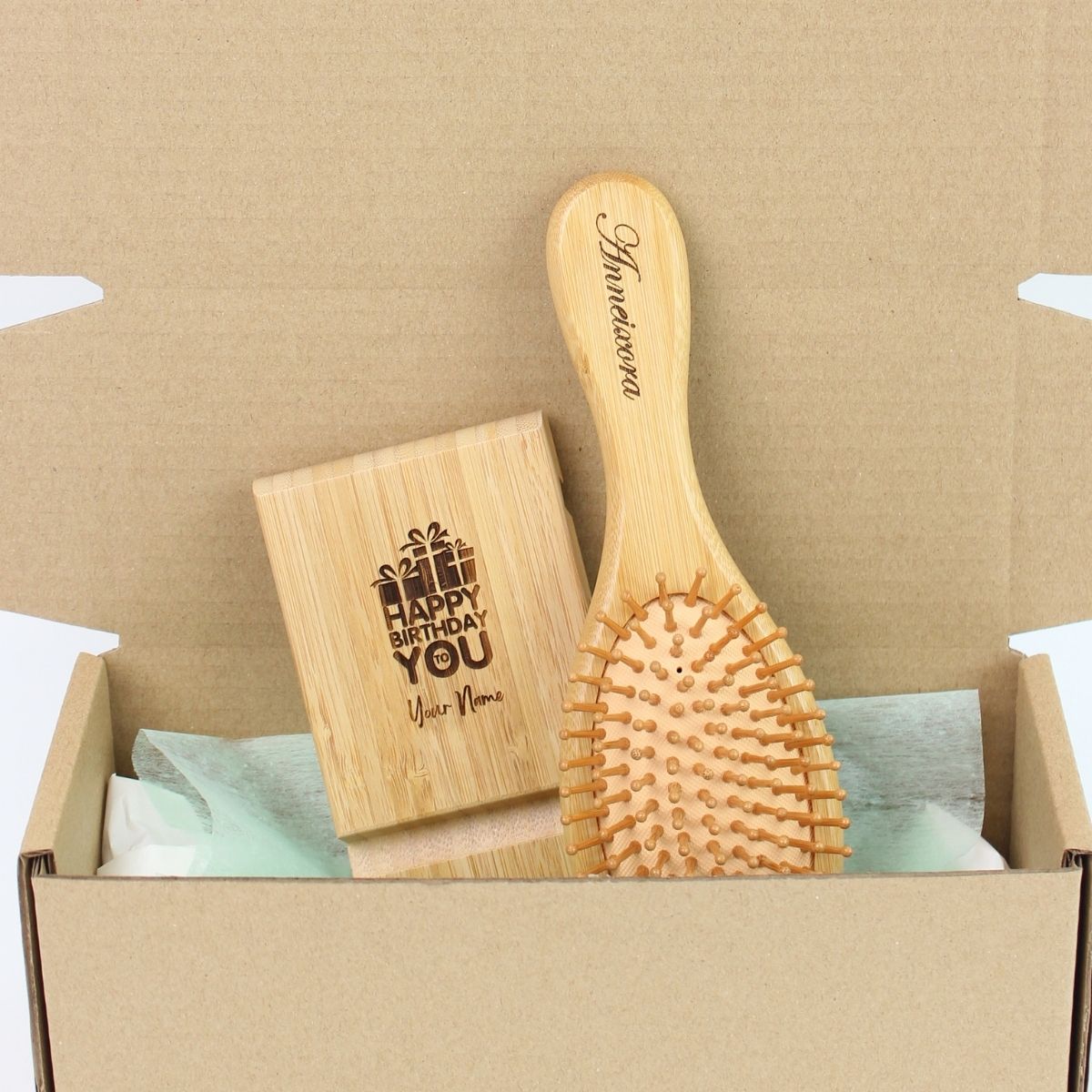 Personalised Gift Set - Wooden Hair comb with StandPhone