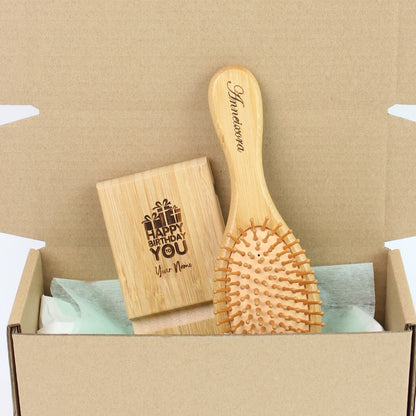 Personalised Gift Set - Wooden Hair comb with StandPhone