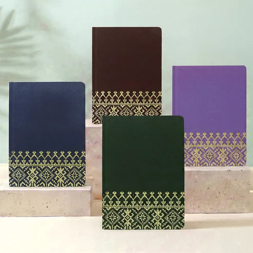 DMA-264 Songket Gold | notebook 2027 | Thread Sewn | PU leather | Corporate Gift set 