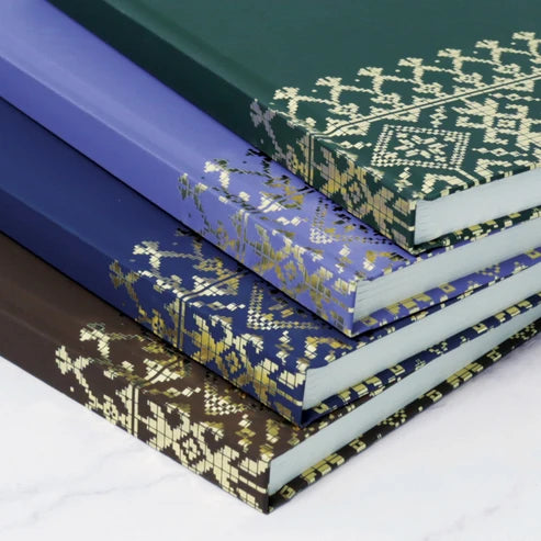 DMA-264 Songket Gold | notebook 2027 | Thread Sewn | PU leather | Corporate Gift set 