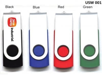 gift idea Four USB drives in black, blue, red, and green with 'Smart Choice Industrial' branding.