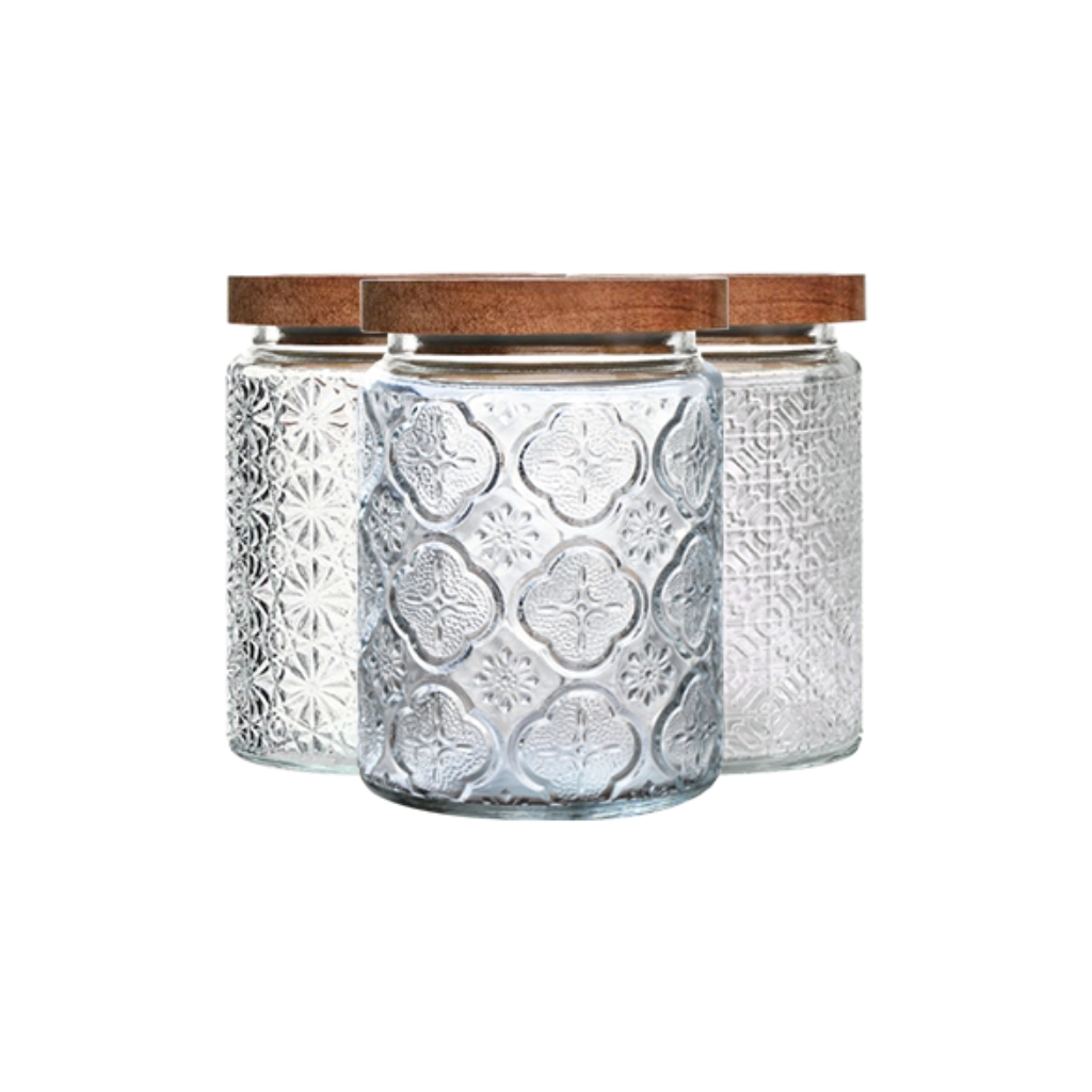 Wooden Lid Glass Canister - 700ml