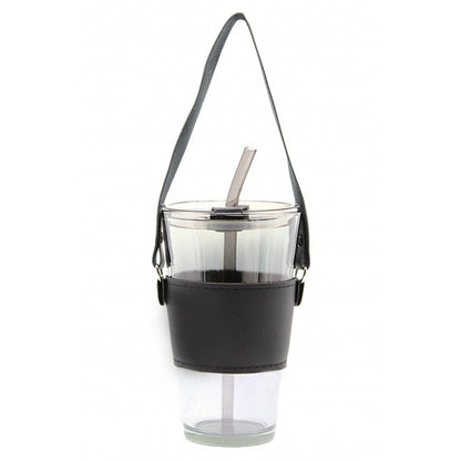 AM67 Auto Mug glass with straw 450ml