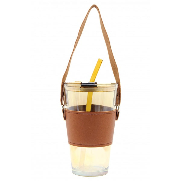AM67 Auto Mug glass with straw 450ml