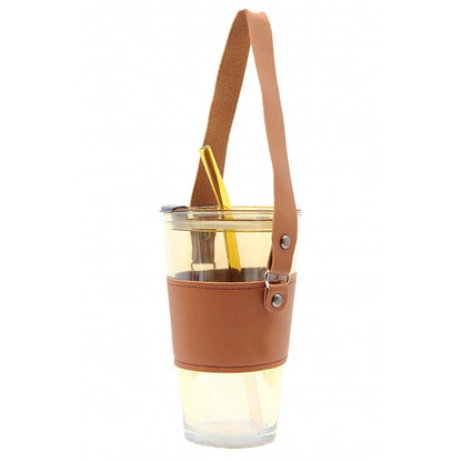 AM67 Auto Mug glass with straw 450ml