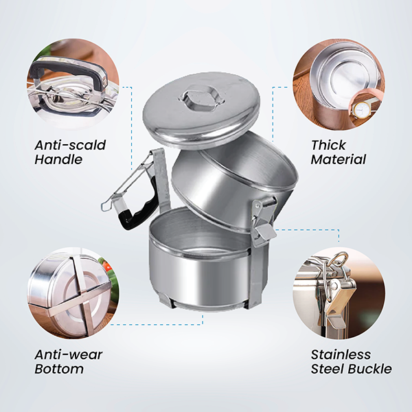 Classic 2 Tier Stainless Steel Tiffin Box - 14cm