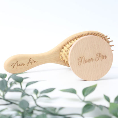 Personalised Gift set Wooden Comb with mini mirror