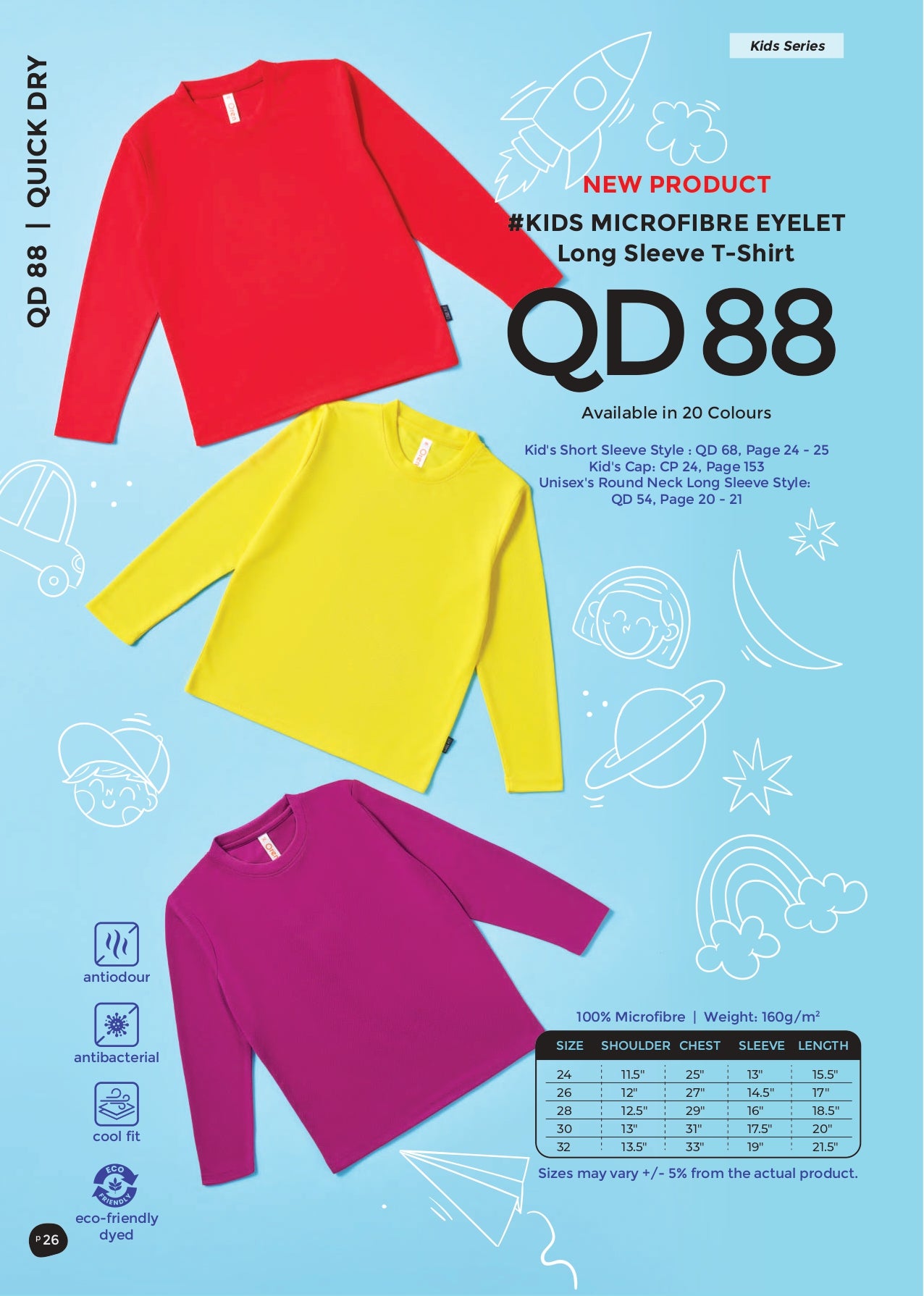 QD88 Tshirt Jersey Kids Basic Tee long Sleeve with Printing