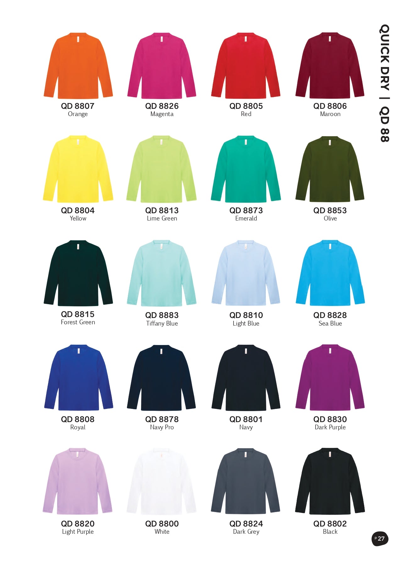 QD88 Tshirt Jersey Kids Basic Tee long Sleeve with Printing