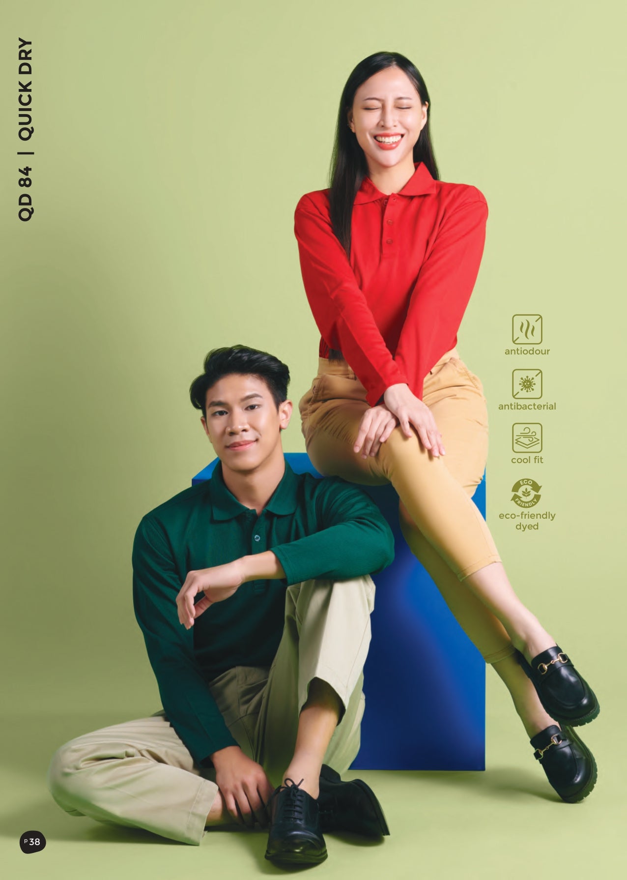 QD84 Tshirt Polo Long Sleeve CVC Basic Polo