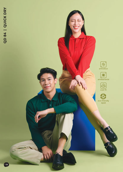 QD84 Tshirt Polo Long Sleeve CVC Basic Polo