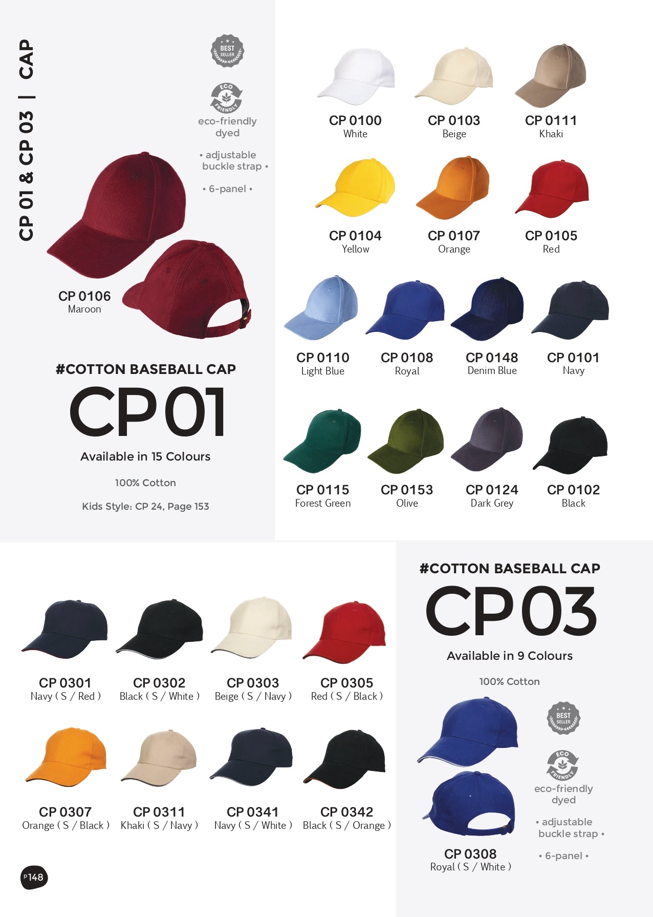 CP03 Cotton Baseball Cap 6 Panel