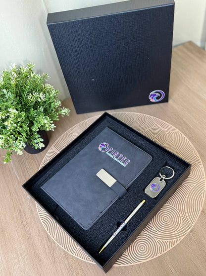 Premium Gift Set – Organiser + Metal Keychain + Metal Pen (Fintec Logo).