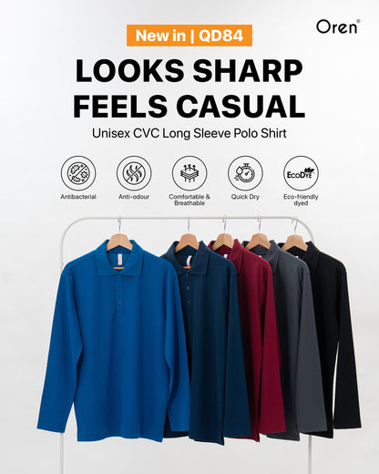 QD84 Tshirt Polo Long Sleeve CVC Basic Polo