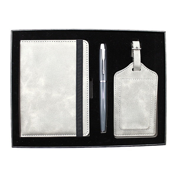 GB21 3 in 1 Gift Box Set Passport Holder, Metal Pen & Luggage Tag