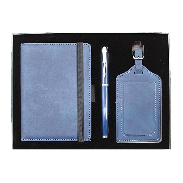 GB21 3 in 1 Gift Box Set Passport Holder, Metal Pen & Luggage Tag