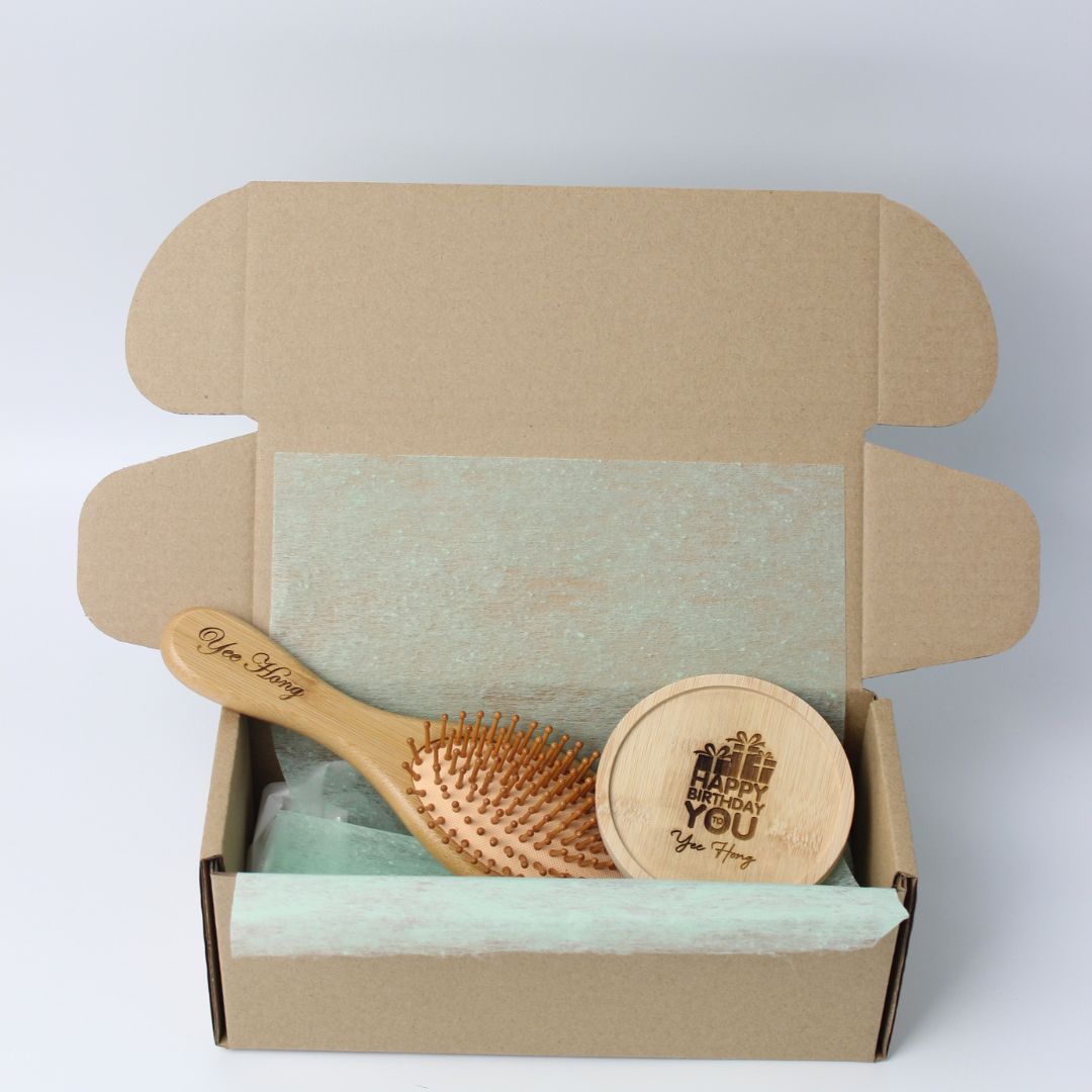 Personalised Gift Set - Wooden Hair comb with Coaster